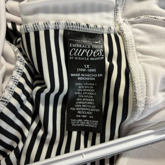 miracle suit Embrace your Curves Womens Stripped Black & White swimsuit size 1X - Picture 4 of 4
